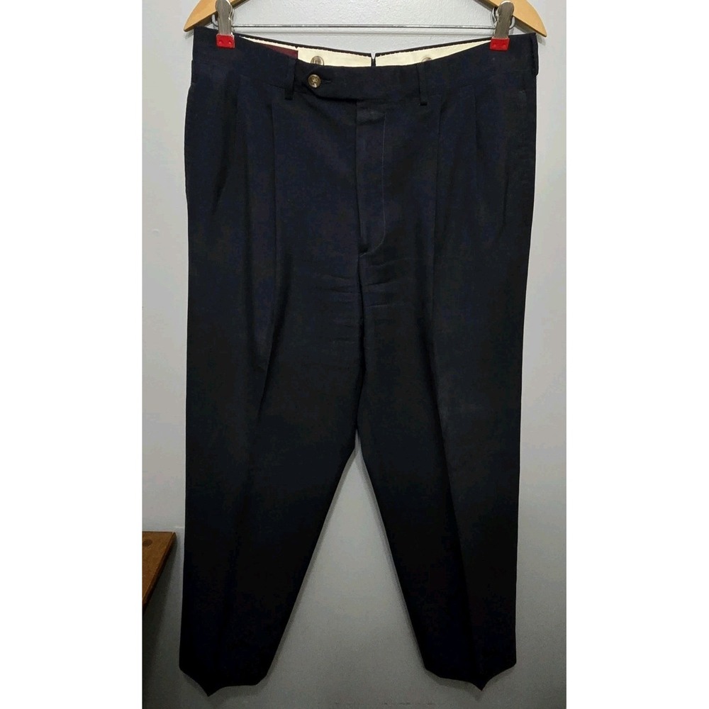 Corbin Pants Men Navy Dress Pleated Ivy League 32x31 Strouse / Roberts